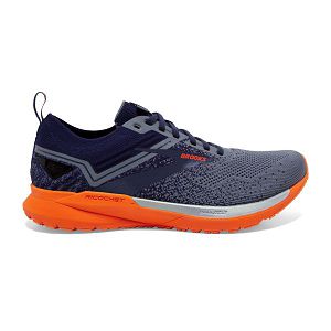 Brooks Ricochet 3 Road Running Shoes - Mens, Navy/Grey/Orange | IE-POT746325